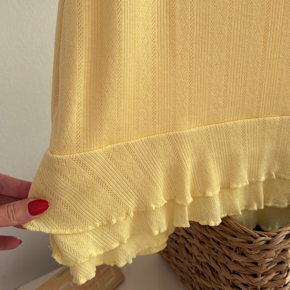 Edikted Yellow Ribbed Ruched Mini Dress - Picture 6 of 6